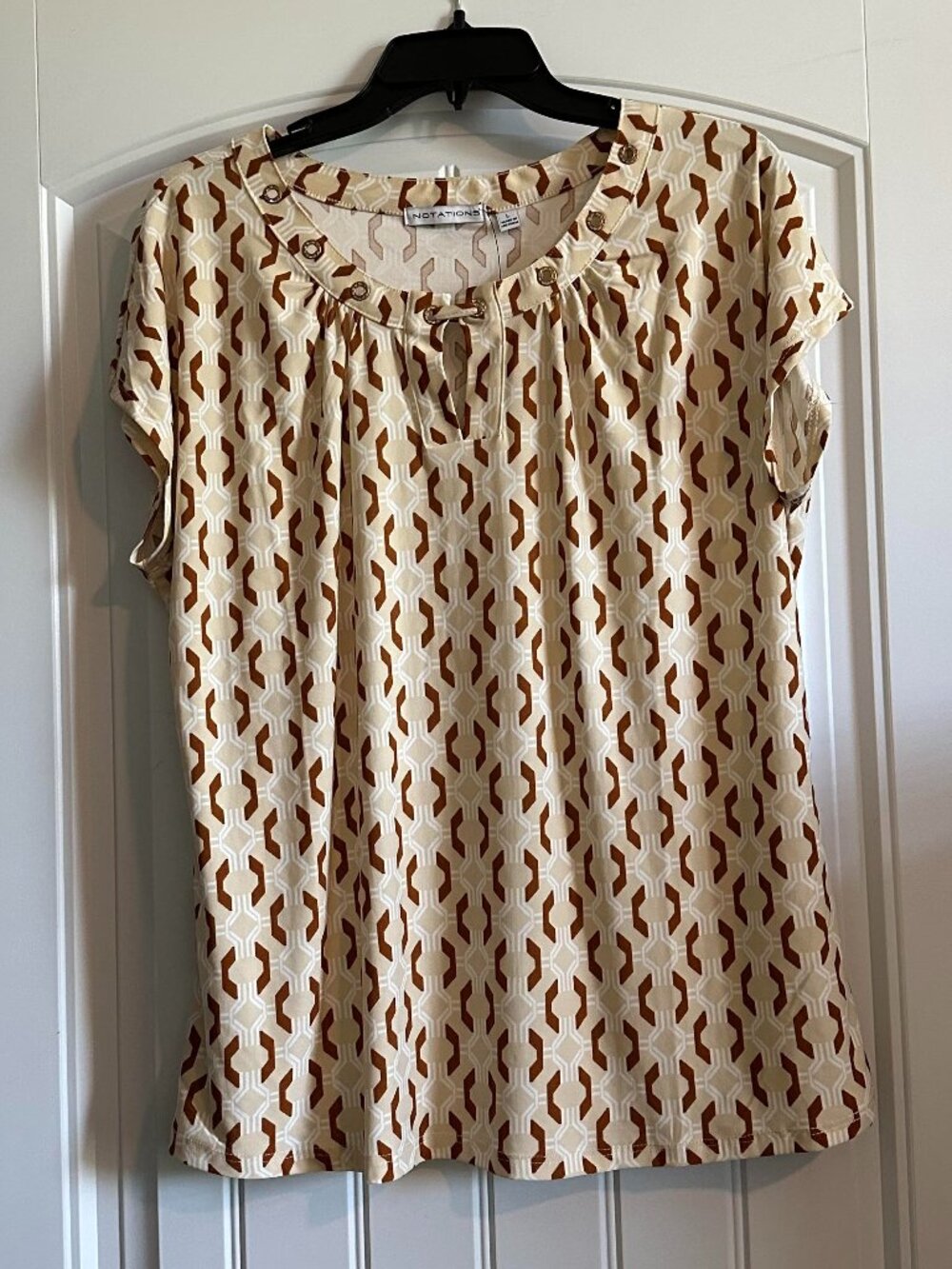 NWT Notations Geometric Blouse-L